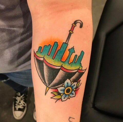 Seattle umbrella by Matt at Remington tattoo in San Diego CA