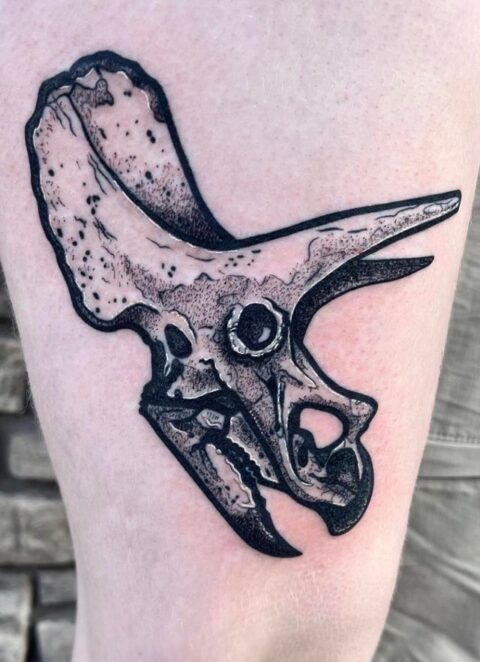 triceratops skull by taylor dauvin at anthem tattoo in AB