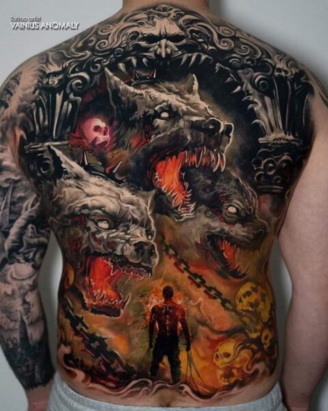 Back tattoo by ©️ Vainius Anomaly.