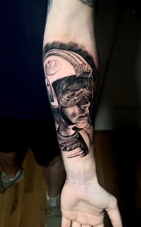 Luke Skywalker done by Jimmy Ingram at Sunken Ship Tattoo Studio in Boonton, NJ!