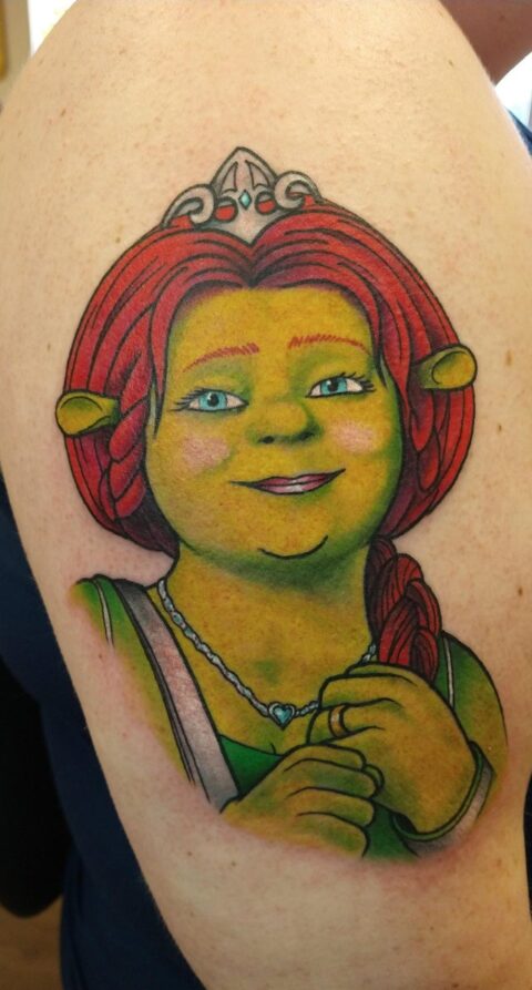 Princess Fiona done by Kyler Shinn at Bodacious Tattoos on Albany, OR
