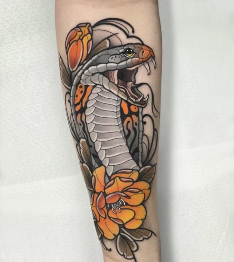 Cobra by jj.neotraditional done at Count Your Blessings Tattoo, The Netherlands