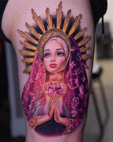 Incredible Virgin Barbie collab from Eternal Pro Team tattoo Artist ©️ Steven Compton & ©️ Danny Elliott Ink