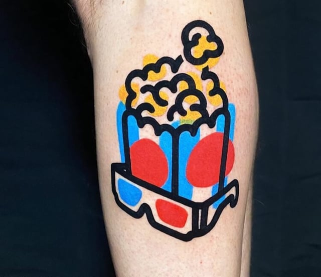 Popcorn tattoo by © Mambo Tattooer.
